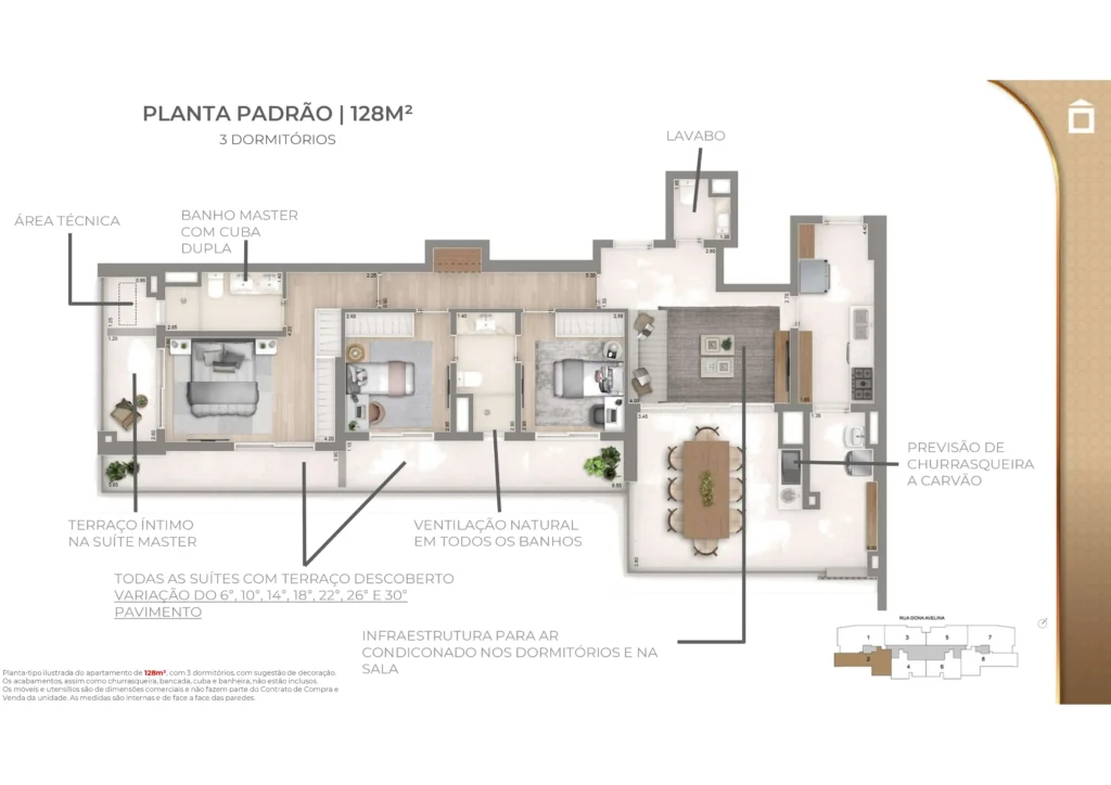 128 m² (Terraço Descoberto)