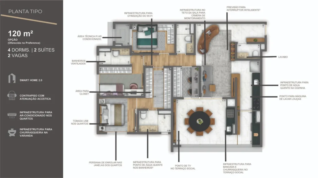 Planta Opção 120m²