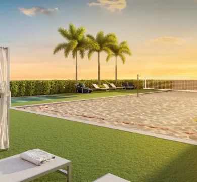 Ilustração Quadra de Beach Tenis e Pool Garden
