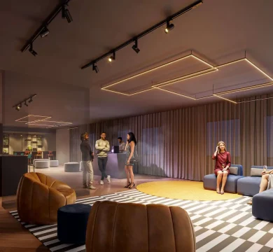 Ilustração Nightclub & Coworking (noite)